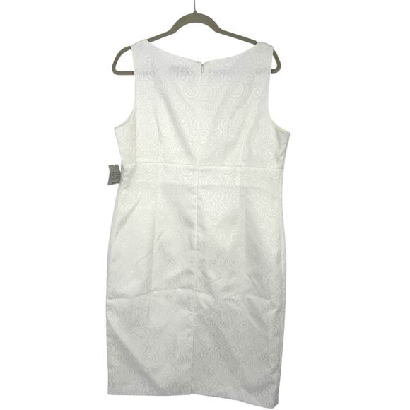 Kasper Artsy Textured Sleeveless Sheath Dress Size 14P White NEW - Picture 4 of 10